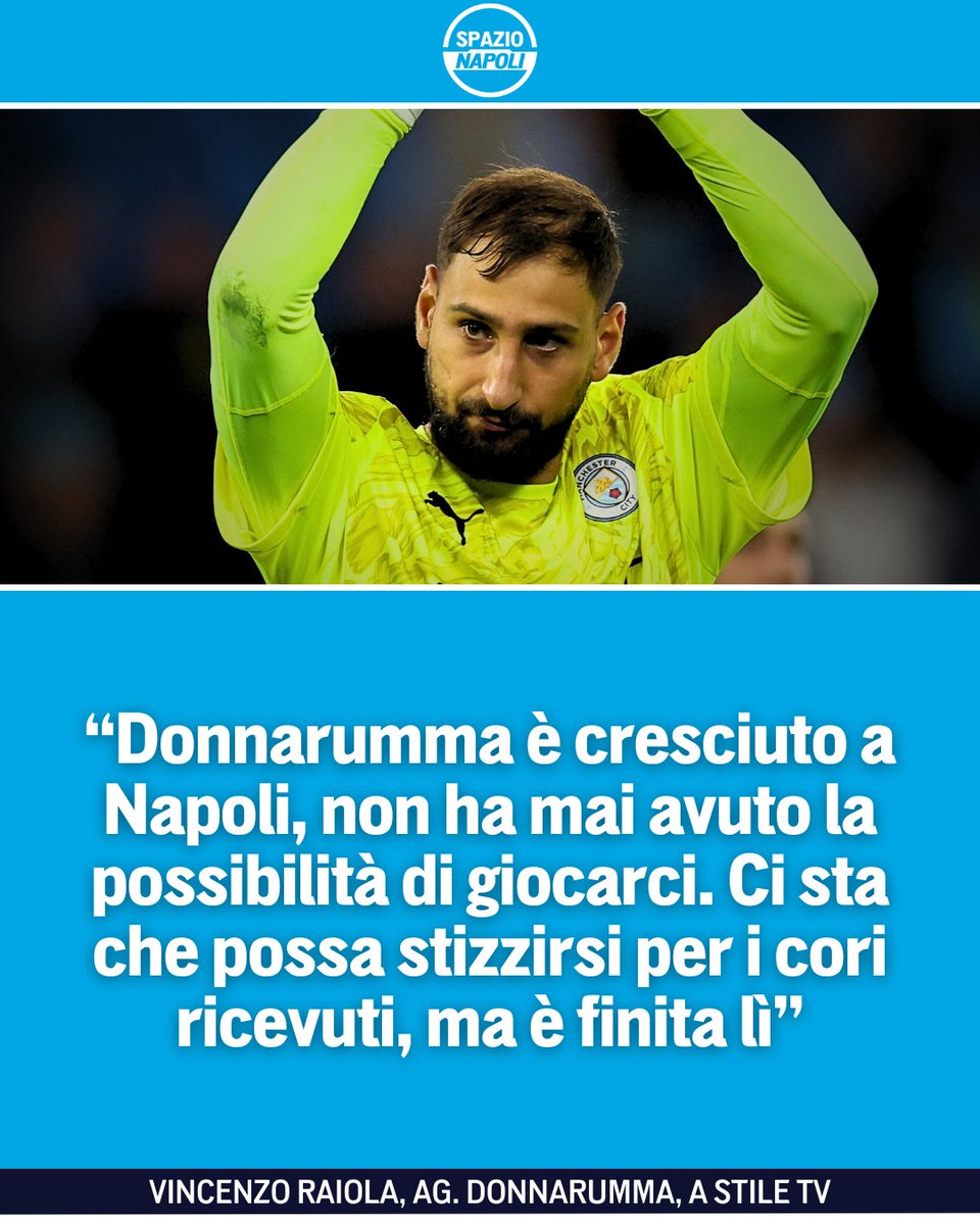 Spazio_Napoli's tweet photo. Vincenzo Raiola, l'agente di Gianluigi Donnarumma, ha commentato la reazione del portiere ai cori ricevuti durante City-Napoli 🤔

Cosa ne pensate delle sue parole ⬇️

#Donnarumma #CityNapoli #TifosiNapoli https://t.co/ZAKRK1vGFx