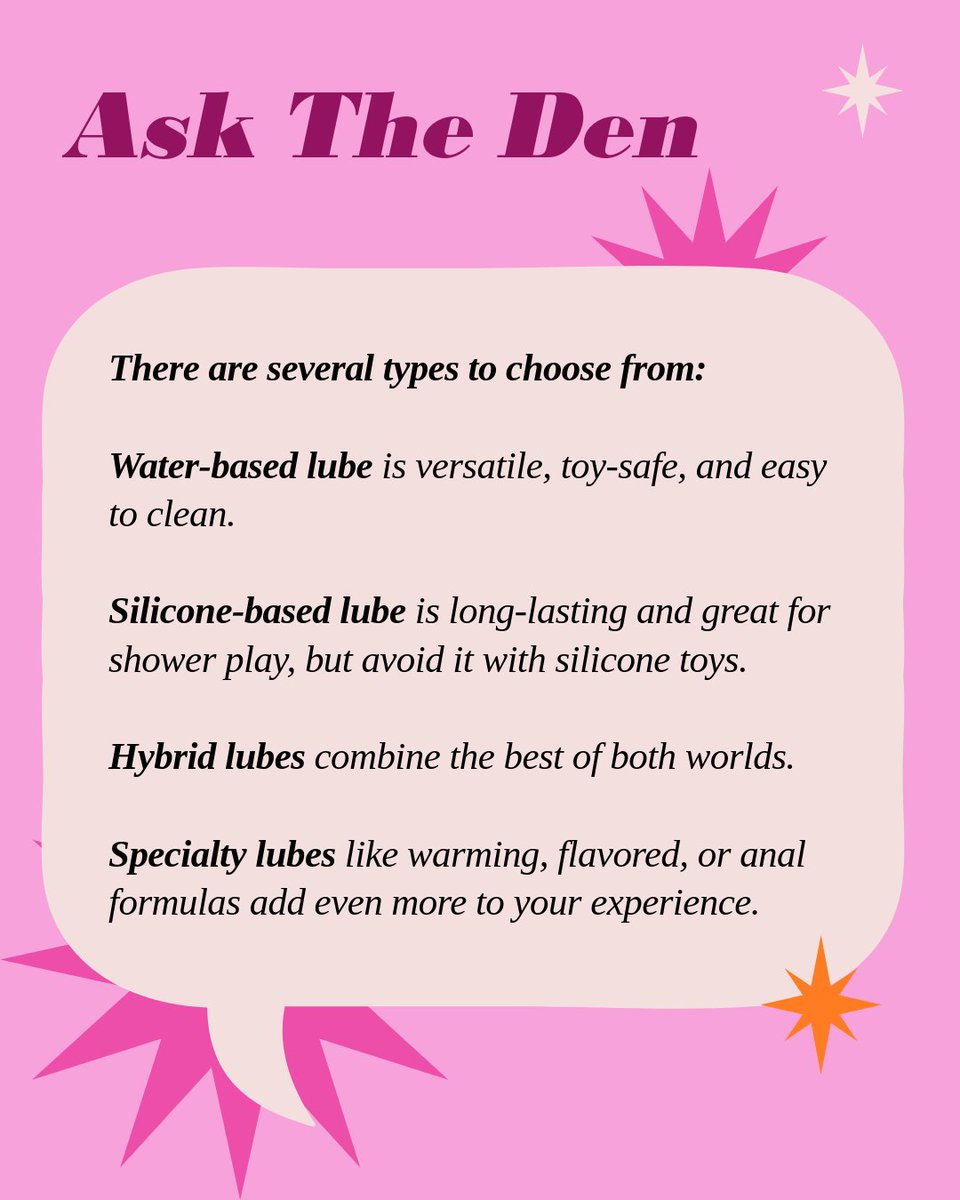 thelionsden's tweet image. ❓Is lube really that important?

It’s not just for dryness—lube can level up comfort and pleasure for everyone.

Swipe to learn which formula is right for your body.

Lube = love 💧
#WaterBasedLube #SiliconeLube #LubeTips #BodySafeFun #AskTheDen #SexualHealthMonth