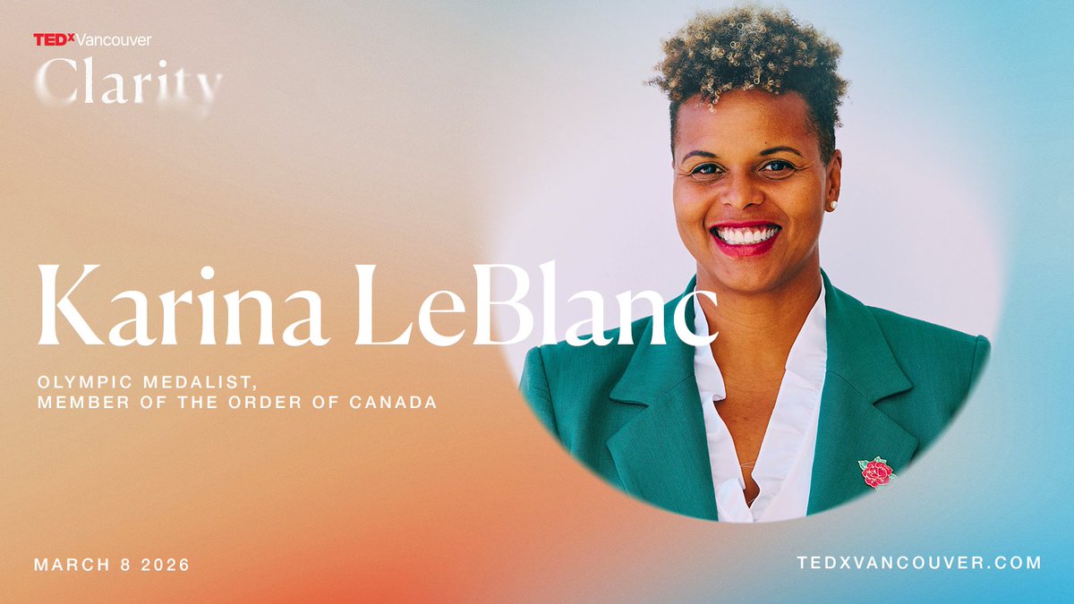 We’re thrilled to announce our second speaker for #TEDxVancouver 2026: Karina LeBlanc, Olympic bronze medalist, five-time FIFA Women’s World Cup participant, &amp; proud Member of the Order of Canada!

Wondering who’ll be sharing the spotlight with Karina? More to come soon! #TEDx