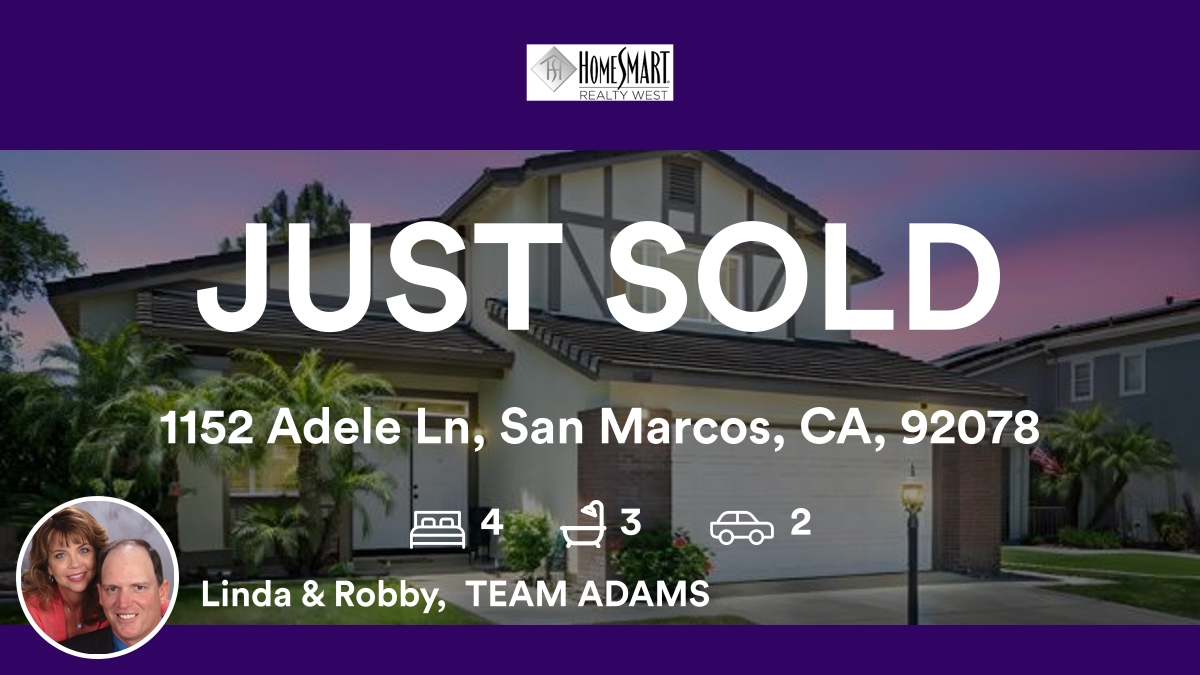 ASureSale's tweet photo. 🛌 4 🛀 3 🚘 2
📍 1152 Adele Ln, San Marcos, CA, 92078

My latest sale on RateMyAgent.
DRE 01479087 
https://t.co/twbbFvSZFg

...
#ratemyagent #realestate #HomeSmart_Realty_West #ratemyagent #TeamAdams #ASureSale #lakesanmarcos #sanmarcosca  #homesmartrealtywest... https://t.co/VisKqRxqOC