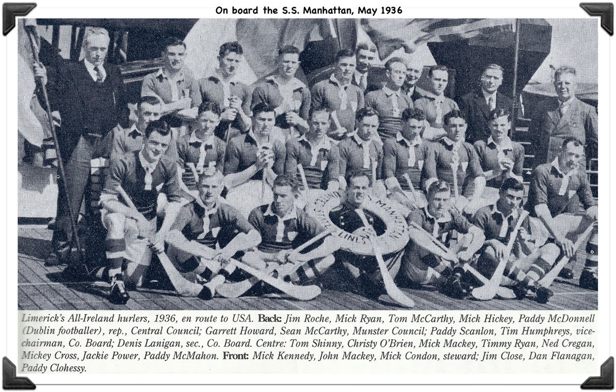 The all-conquering Limerick senior hurling team team onboard the SS Manhattan on their way to New York for their ground breaking tour in May 1936