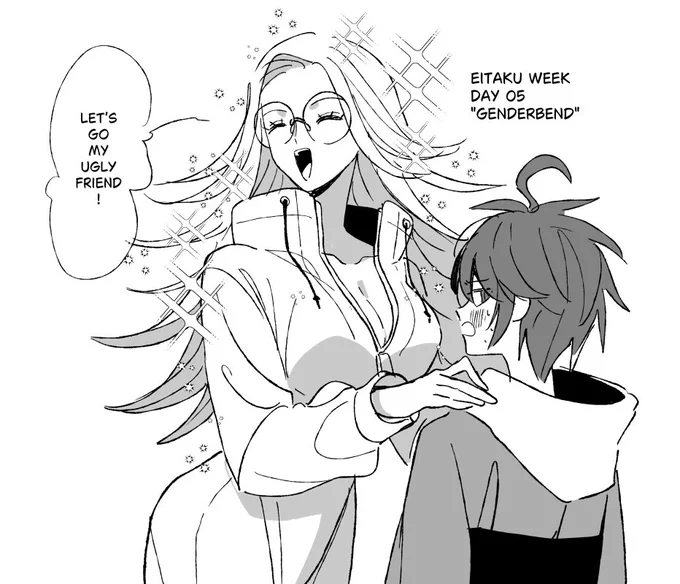 Because I'm pretty new to the fandom/ship i wasn't sure I should join but genderbend prompt was calling me so....here you go #eitakuweek2025 