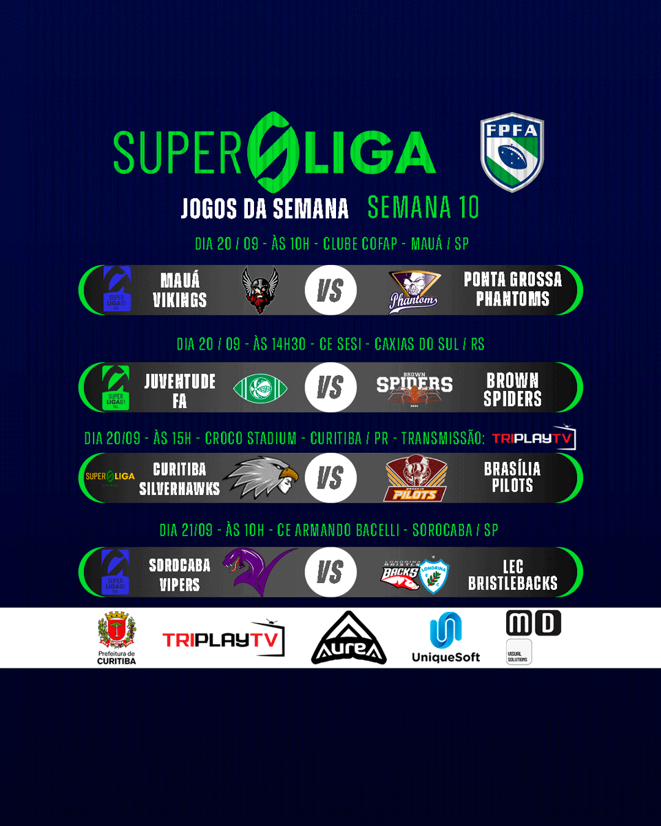 Final de semana cheio de jogos dos Paranaenses na Superliga Feminina, D1 e D2.

Bora torcer para todos conquistarem seus objetivos!

#FPFA #FOOTBALL #FOOTBALLSTATE #FUTEBOLAMERICANO #INCENTIVOESPORTECURITIBA #INCENTIVOSOLIDÁRIOPMC #GOVERNODOESTADODOPARANÁ #PARANÁESPORTE