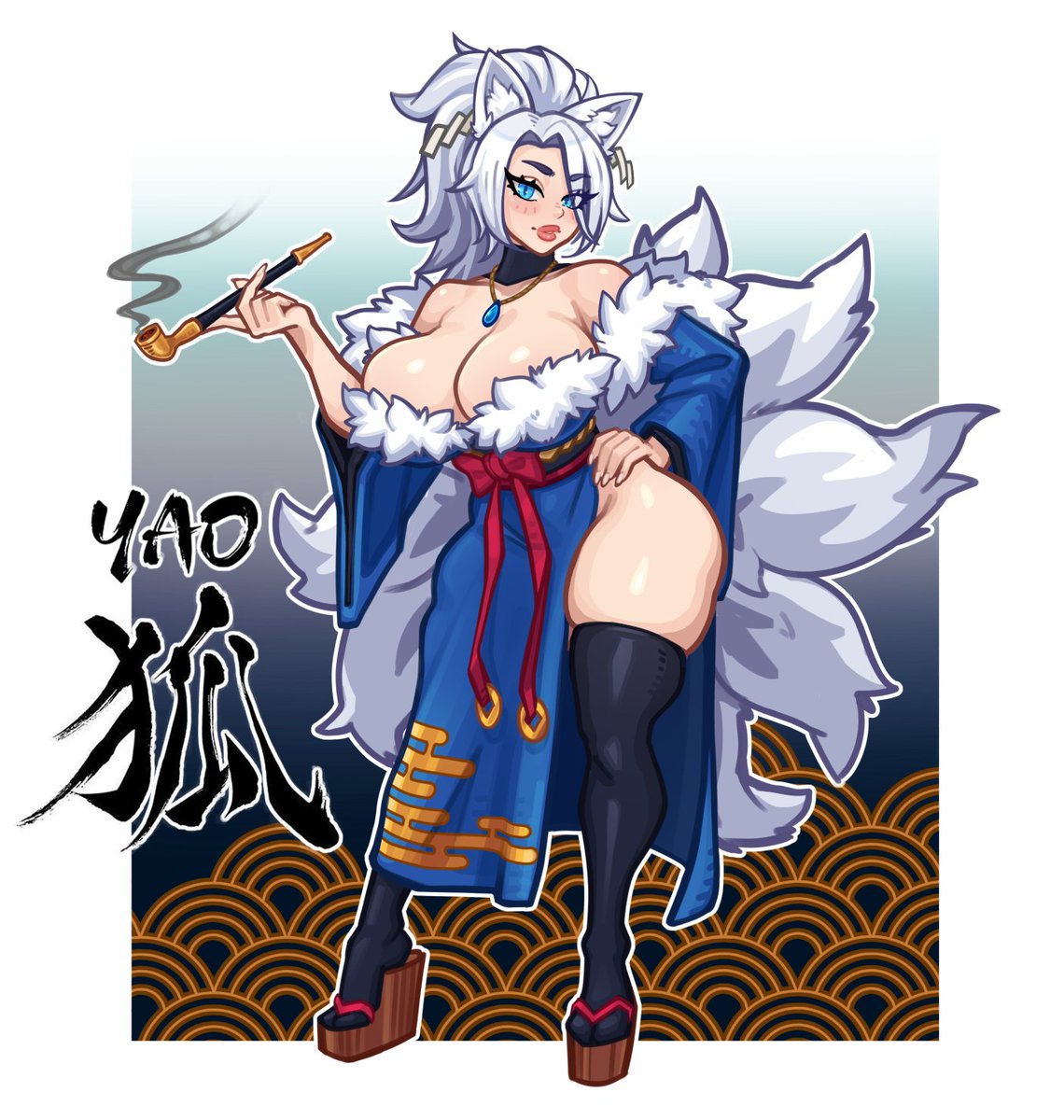 VIRTUAL_YOKAI's tweet photo. Commission for @IcyChocobo of their kitsune OC Yao! https://t.co/DtCWv0DdPP