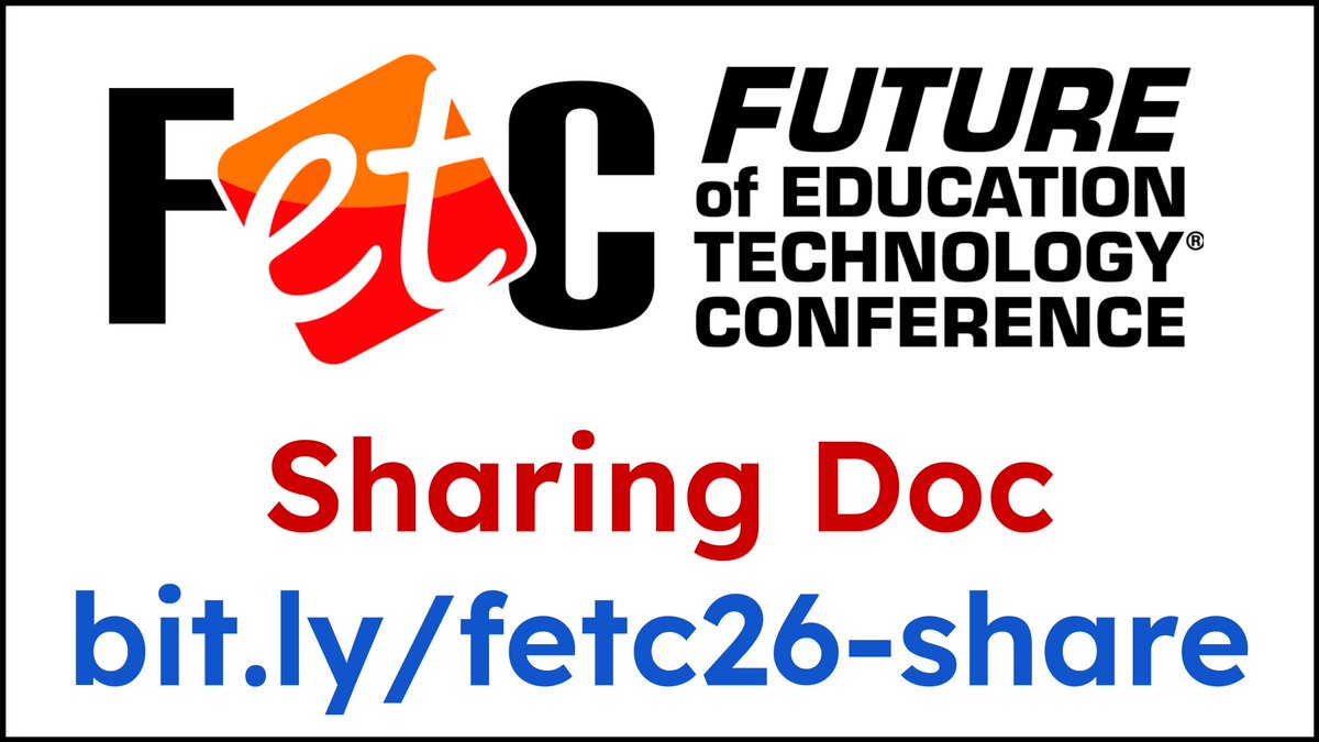 ericcurts's tweet image. If you are attending #FETC in January be sure to add to the shared resource doc with:
🧑 Attendee Information
🗣️ Sessions
🎉 Mixers &amp;amp; meetups
🍽️ Restaurants
✋ Questions
🧰 Learning Resources
💬 Other Comments
bit.ly/fetc26-share

@fetc #edtech