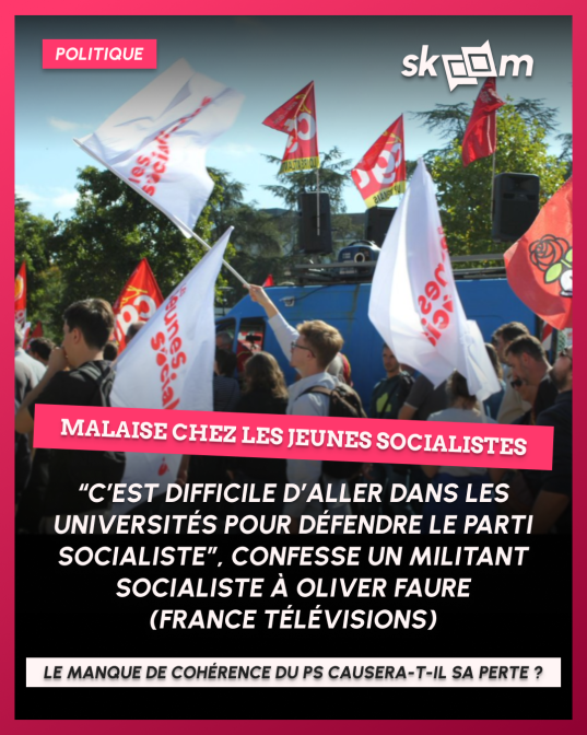 🌹 POLITIQUE : Le Parti Socialiste bientôt lâché par les jeunes ?

Devant les caméras de France Télévisions, un militant a confié à Olivier Faure la difficulté de nombreux jeunes à défendre le PS dans les universités. Une conséquence directe des tergiversations récentes du parti.