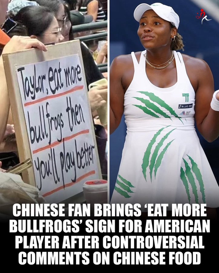 dotVoteSports's tweet photo. Chinese fan trolls American tennis player Taylor Townsend after she was critical of Chinese food on her Instagram account.

Taylor Townsend has since apologized after she expressed shock and confusion at local delicacies such as bullfrogs and turtles. https://t.co/k9AERjlje0