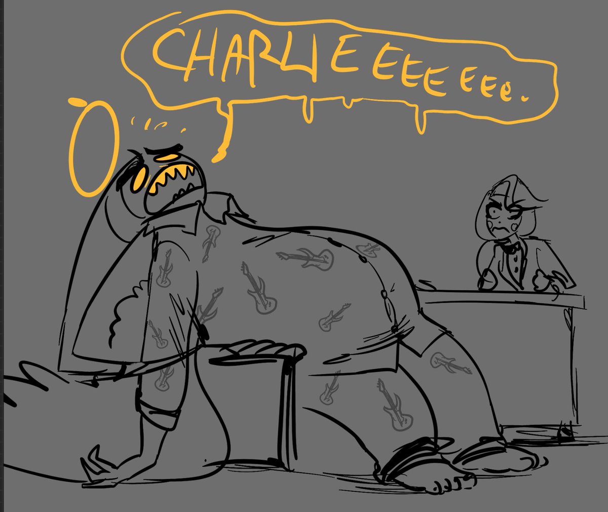 Do you even want to know the context for this?

Just enjoy the chubby man in cute guitar pjs

#hazbinHotelAdam #HazbinHotel