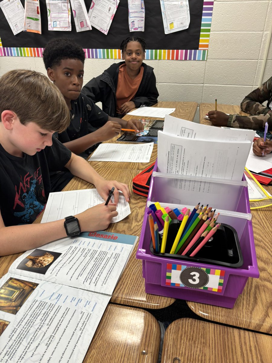 ElisaDelisa72's tweet photo. 7th grade is diving into our first unit, Más allá de la Democracia! The centers are packed with fun, and teamwork is making the experience even better.
Let’s Go Cougar’s! 💛🖤
@APSDualLang 
@SuttonCougars 
@Pedroarena_DLI 
@MerriweatherEDU 
@fhenderson1908 
@FPB_7thgradeAP https://t.co/cUvh1rkOGq