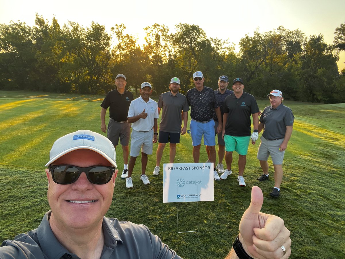 catalystcorpfcu's tweet photo. Catalyst was honored to serve as the Breakfast Sponsor at @AACreditUnion's golf tournament today, benefiting Children's Miracle Network Hospitals and the World Council of Credit Unions. A great day of golf, connections and giving back! โณ๏ธ๐ฉต #CreditUnions #CatalystCares #peoplehelpingpeople