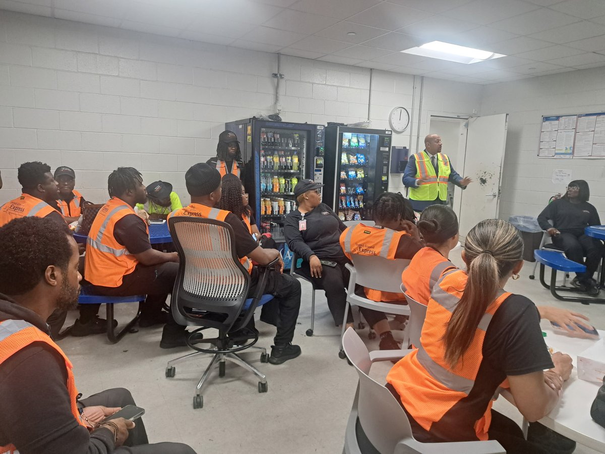 IAM_Union's tweet photo. IAM Political Director Hasan Solomon spoke to Local 914 @iamairtransport members of Newark Airport about the critical New Jersey elections this year, including our endorsed gubernatorial candidate, @MikieSherrill ✊ #IAMvoting https://t.co/pidZaftiDR