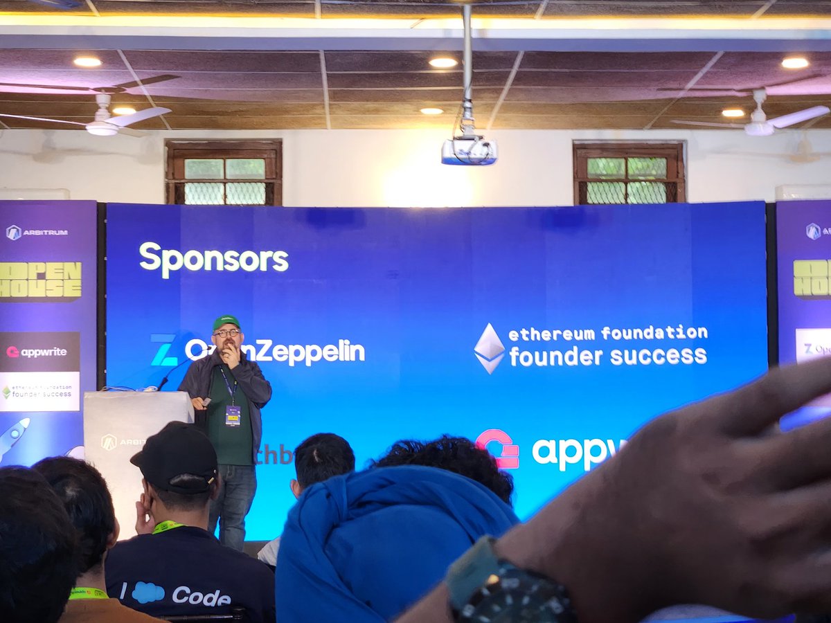iampurvik's tweet photo. From the kickoff talks by @aditichoprax &amp; @hummusonrails, the insightful Game Theory workshop (Prisoner's Dilemma was great) by @hummusonrails, to the friendly pitch of our project – the day was packed at the #OpenHouse.

@arbitrum @arbitrum_india https://t.co/pTC0kBbMMo