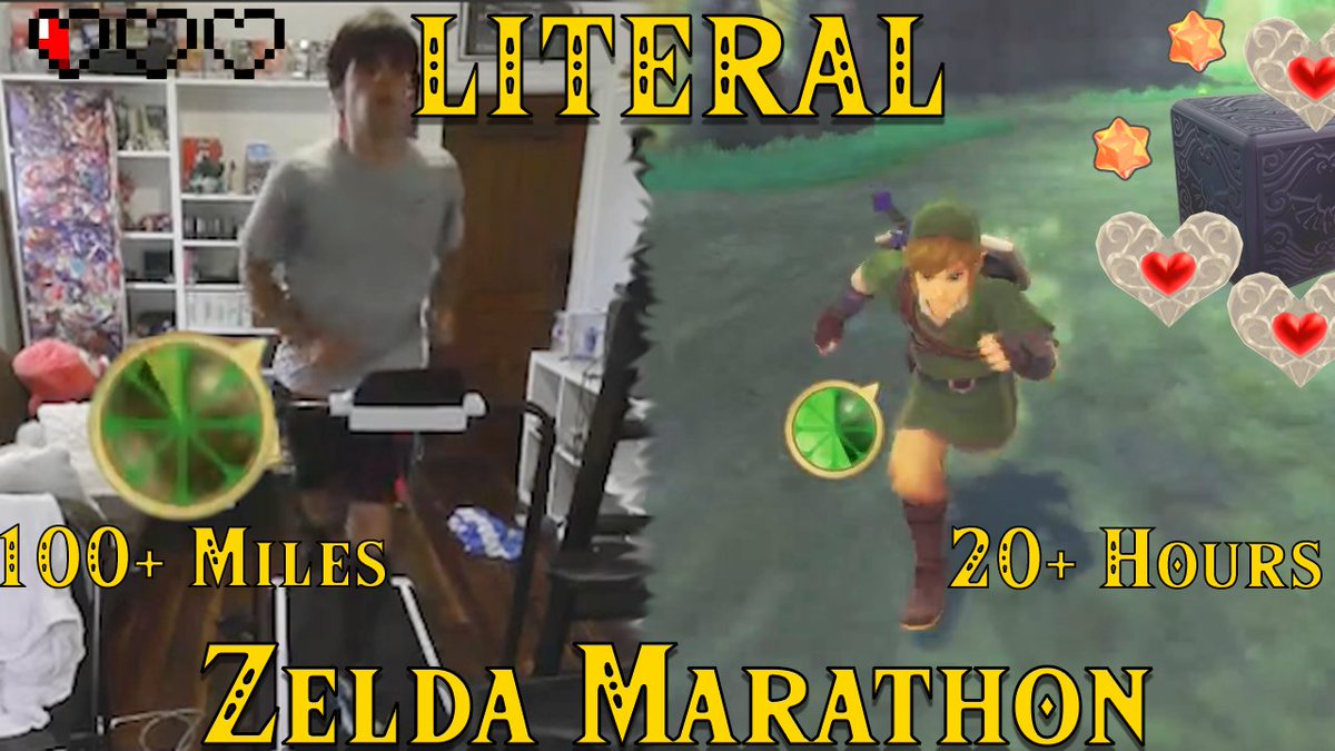 I 100%ed Skyward Sword while running on a treadmill the entire time!  During this I covered every major race length including a full marathon.  This is the completed video that is the product of all the days I've been streaming!  

Link in replies, any support appreciated.