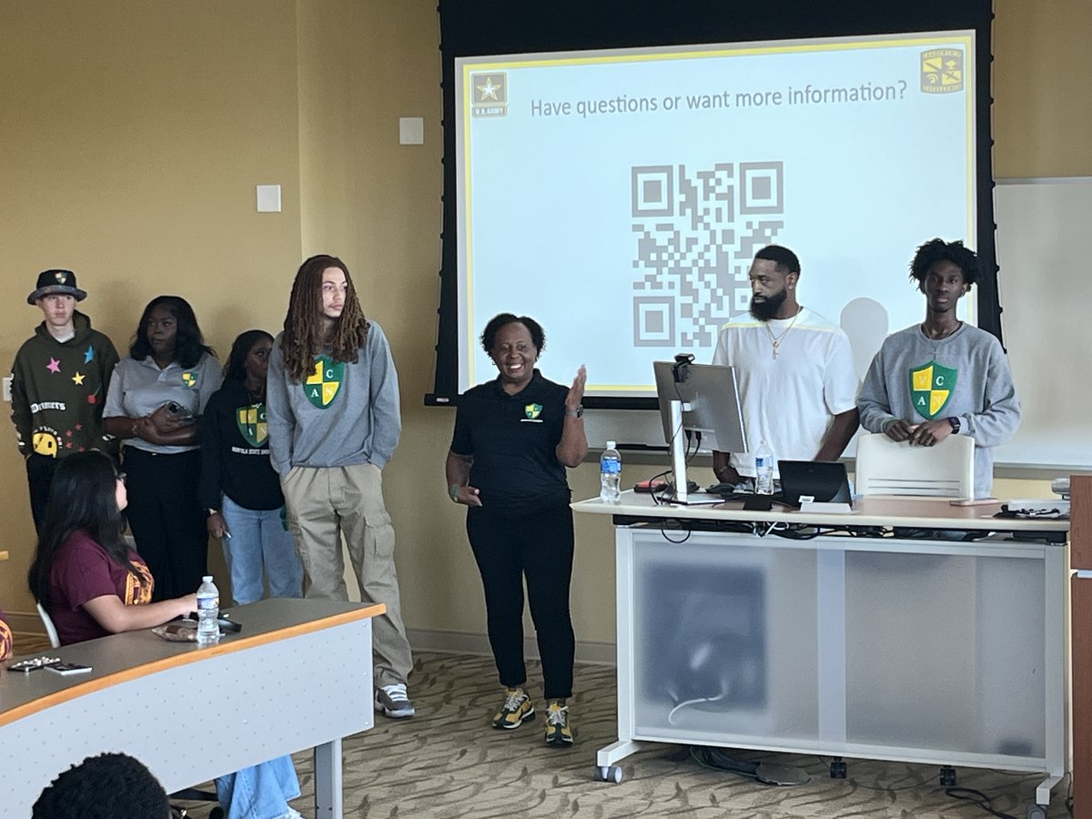 HeritageHS's tweet photo. Our NJROTC Program had a busy Friday. First stop was all about touring the campus of Norfolk State University. There, HHS Alum welcomed them. After, they traveled to the Oceana Navy Base to explore opportunities and view the air show.
#NNPSProud #CanePride #INFLUENCE https://t.co/hwpuWa8NQ6