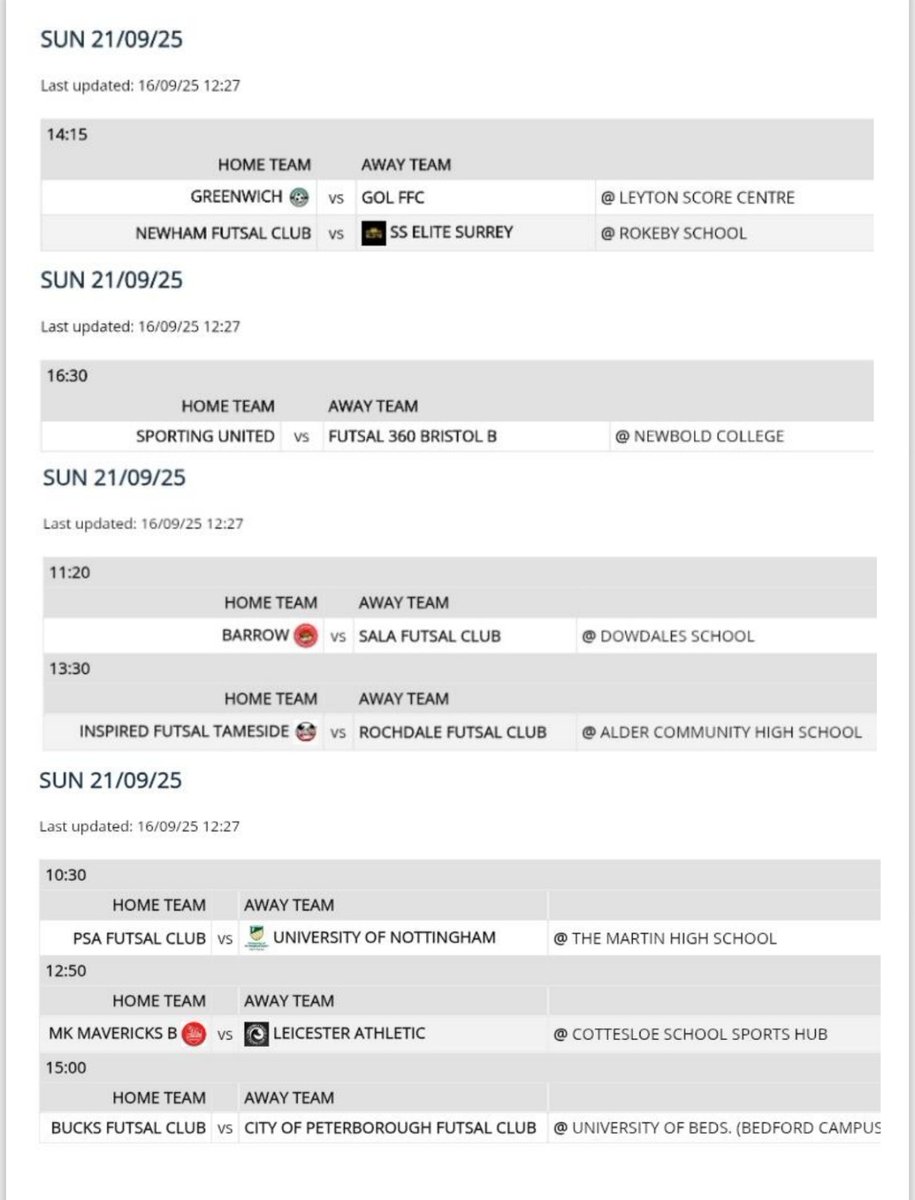 Good luck to the teams starting in The <a href="/NatFutsalLeague/">National Futsal League</a> this Sunday with a special mention for <a href="/MattskiMK/">Matt</a> (a brilliant person) who has spent 3 years starting from zero to get to this point with <a href="/BucksFutsalClub/">Bucks Futsal Club</a> plus the hugely talented <a href="/WessexFutsal/">Wessex Futsal Club</a> B who start next weekend.👍🏼👍🏼