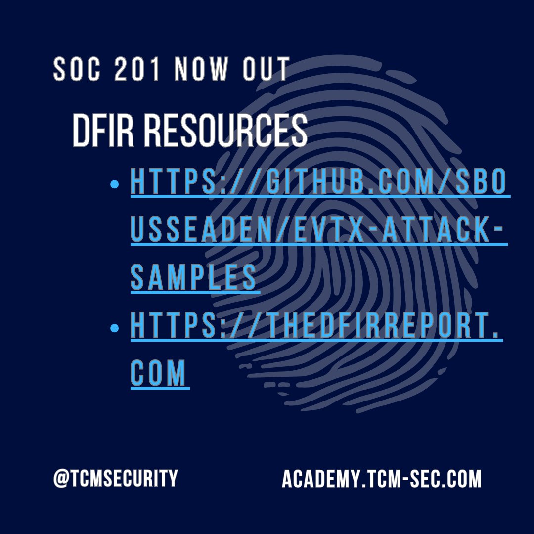 (1/2) In honor of SOC 201 dropping this week, we’re sharing hand-picked resources to support your #security operations journey. These resources cover areas like 𝐦𝐚𝐥𝐰𝐚𝐫𝐞, 𝐃𝐅𝐈𝐑, #𝐩𝐡𝐢𝐬𝐡𝐢𝐧𝐠, and more. 🎉