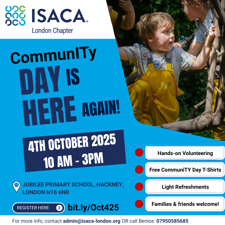 Our CommunITy Day is back!

📅 4 Oct | 10AM–3PM
📍 Jubilee Primary School, Hackney

This year, we’re rolling up our sleeves to 𝐑𝐞𝐧𝐞𝐰, 𝐑𝐞𝐬𝐭𝐨𝐫𝐞 &amp; 𝐑𝐞𝐟𝐫𝐞𝐬𝐡 𝐭𝐡𝐞 𝐄𝐧𝐯𝐢𝐫𝐨𝐧𝐦𝐞𝐧𝐭 💚. 

Register: bit.ly/Oct425

#ISACACommunityDay #ISACALondonChapter