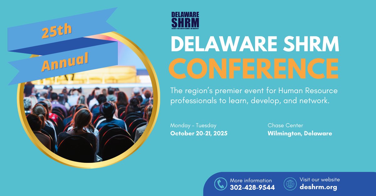 Gain clarity on evolving regulations and HR legal challenges that affect organizations. Stay ahead of compliance, risk, and workforce policy trends.

Join us Oct 20-21. Register before Sept 30! loom.ly/4bA0Rq8

#HRLaw #Compliance #RiskManagement #DESHRM25 #DelawareHR