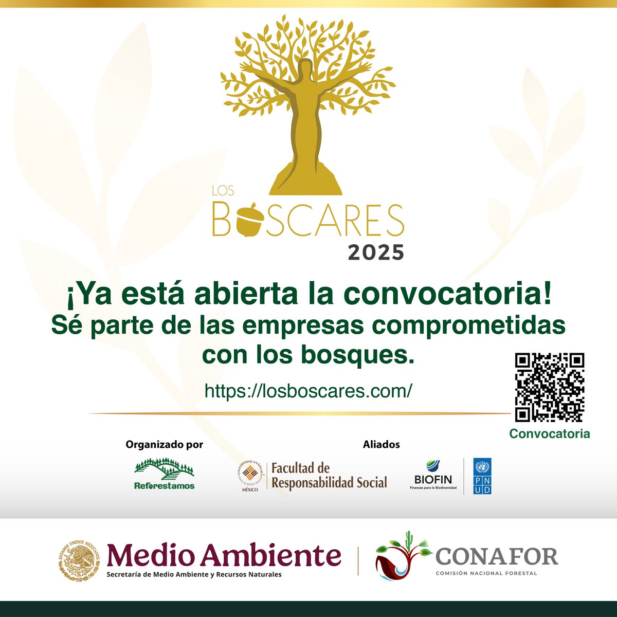 ¡Participa en los Bóscares🏆!  El objetivo es reconocer a empresas 🏭que demuestran avances y liderazgo en favor de los ecosistemas forestales y sus comunidades.

¡Aplica ya! Tienes hasta el 🗓️ 26 de septiembre para postular.  

Ingresa aquí 👇 docs.google.com/forms/d/e/1FAI…