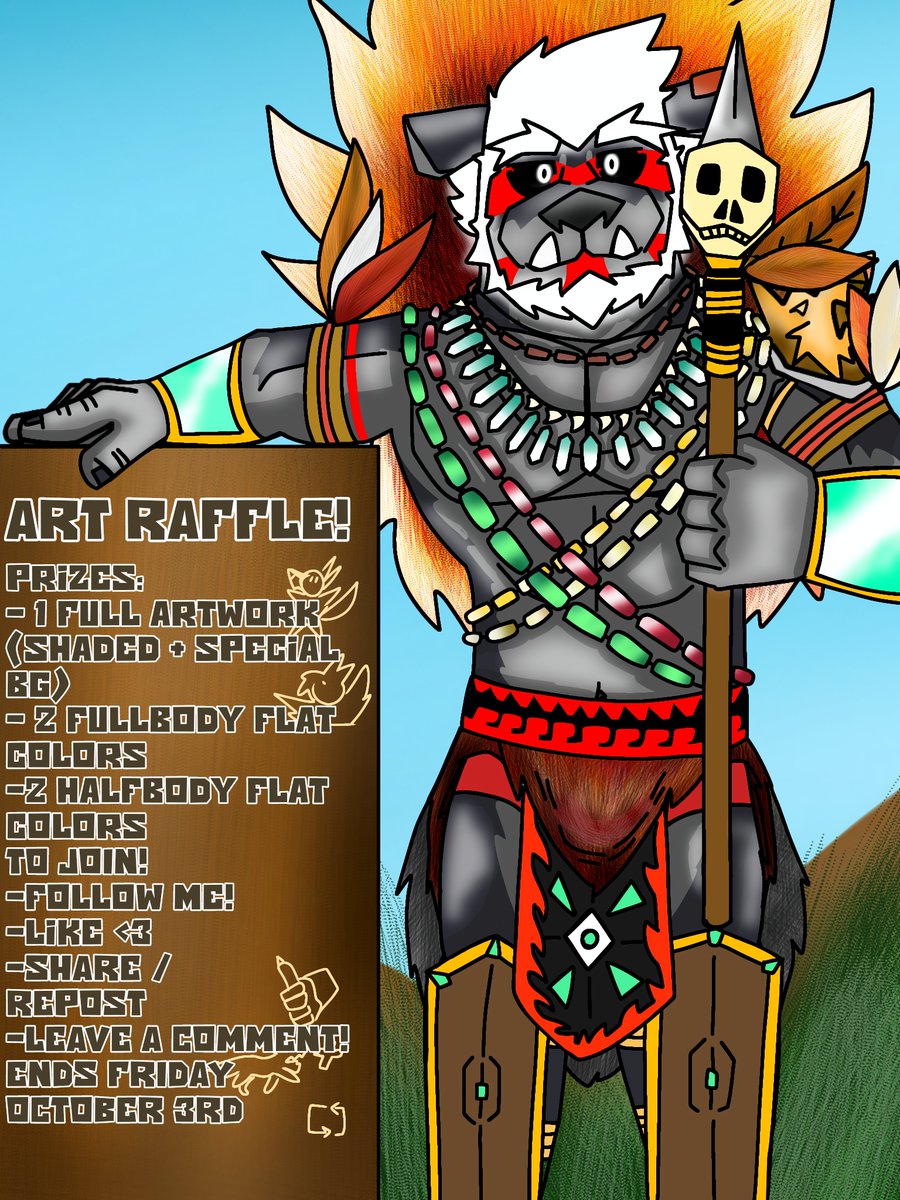 ✨ Art Raffle / Rifa de Arte ✨
Hey friends! I’m doing an art raffle
¡Amig@s! Estoy haciendo una rifa de arte
📌 Info in EN &amp; ES in the pics ⬇️
📅 Winners: October 3 / 3 de octubre
⚠️ Only fursonas / Solo fursonas
✅ SFW only / Solo SFW
#ArtRaffle #furryartists  #FurryArt