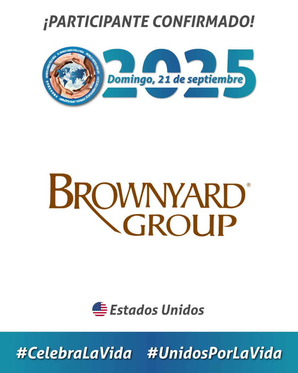 MUPLV's tweet image. En #EstadosUnidos Brownyard Group confirma su participación en la edición 2025 de nuestro movimiento mundial. Confirma tu participación y únete el domingo, 21 de septiembre:
👉worldunitedforlife.com/formato-regist…
#CelebraLaVida #Septiembre21 #UnidosPorLaVida