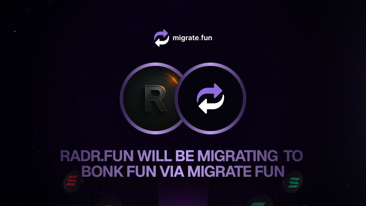 MigrateFun's tweet image. Welcome @radrdotfun who will be an initial platform launch partner during our first migration wave!  

We are excited to set a new standard for migrations with your community and participation 🔄