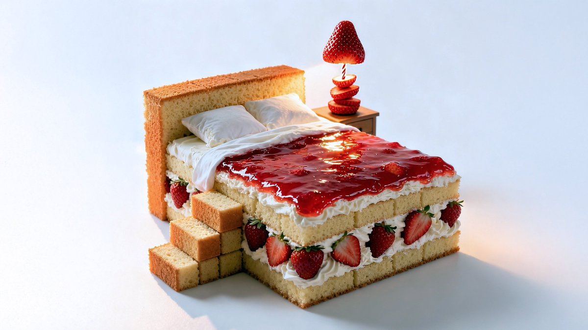 AleRVG's tweet image. I love this image prompt [Seedream 4, in Freepik)]
&quot;Photorealistic conceptual food art portrait, a minimalist representation of a [SITE OF THE HOUSE] recreated entirely with [TYPE OF FOOD]. The main structure is built from [MAIN INGREDIENTS], with details such as [KEY ELEMENTS]…
