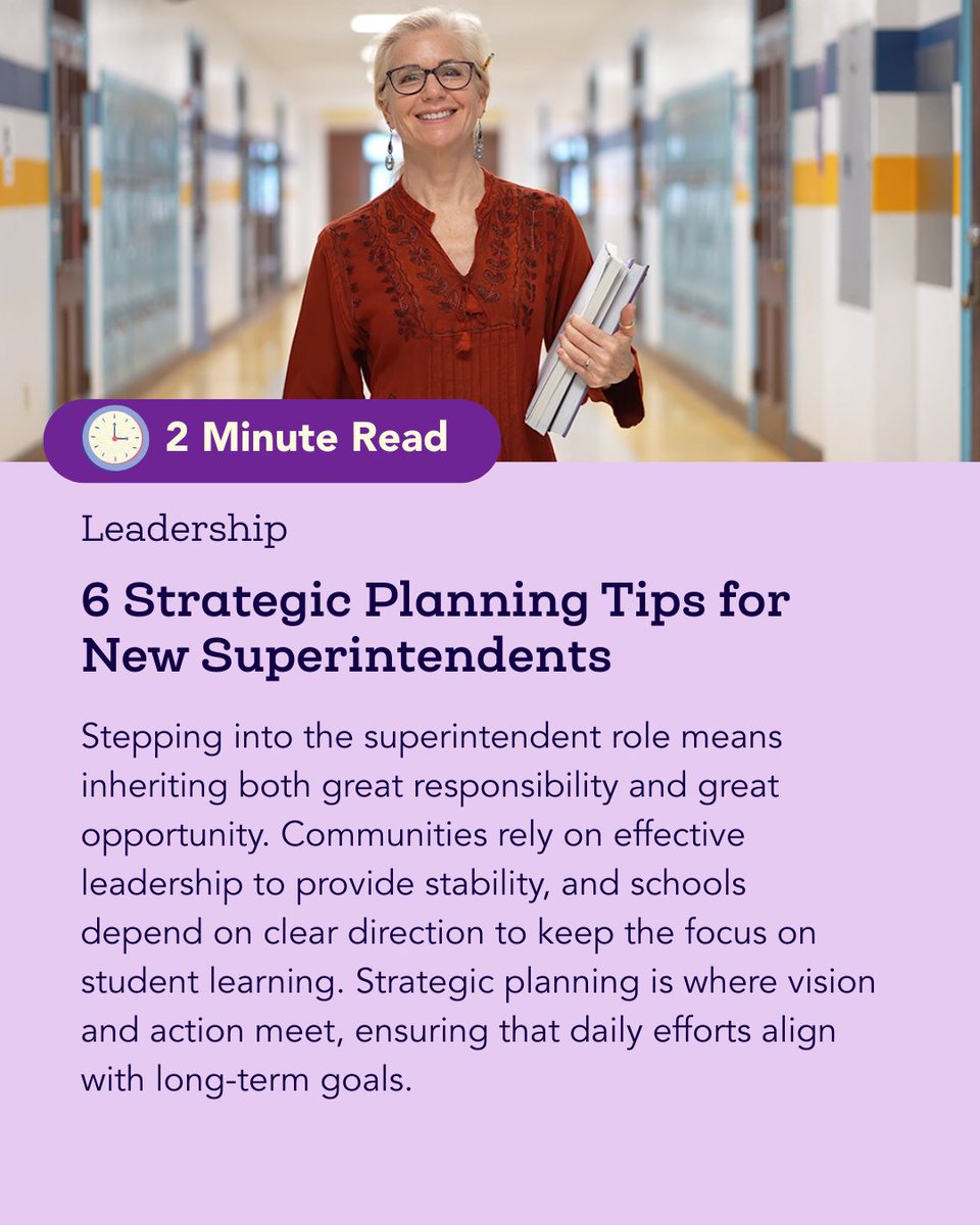 TeachingChannel's tweet image. New superintendents carry a big responsibility. Strategic planning is where vision and action meet, but the best plans are built on trust, clarity, and a steady focus on students.

Here are five ways leaders can set the stage for effective, lasting change: teachingchannel.com/k12-hub/blog/6…