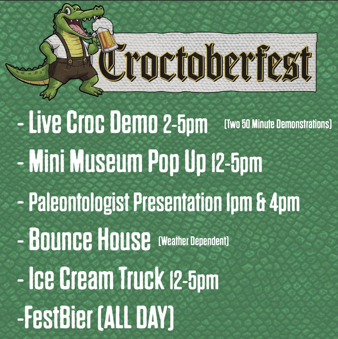 Happy #FossilFriday! Meet Paludirex, a BIG #crocodile from #Australia, one of many crocs coming from the <a href="/sciencemuseummn/">Science Museum of Minnesota</a> to <a href="/BadWeatherBrew/">Bad Weather Brewing</a> for #CroctoberFest tomorrow (Sat, Sept 20)! We’ll be there 12-5pm with sooo much + I’m giving two talks, come raise a glass with us! 🐊🍺