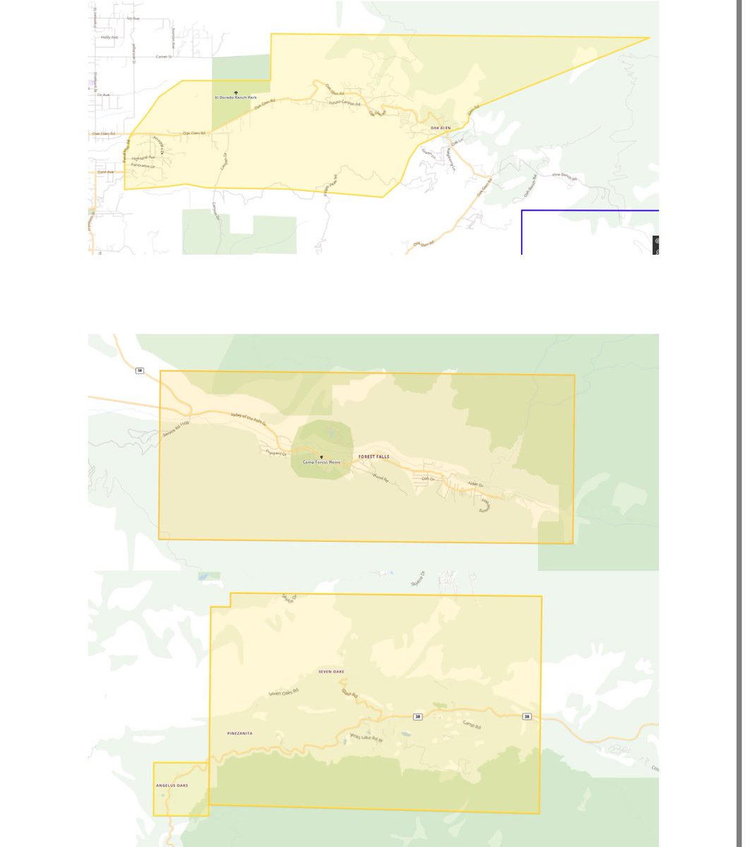 September 19, 2025
Evacuation Warning

An evacuation warning is in effect for the communities of Forest Falls, Angelus Oaks, Seven Oaks, and the Oak Glen area from Pendleton Road east to Glen Road (north and south) due to the potential for mud and debris flows from the