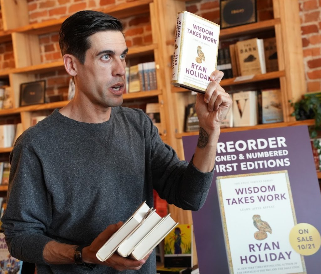 Only 32 days left to preorder @ryanholiday's new book "Wisdom Takes Work." Only preorders have access to exclusive bonuses like signed first editions, manuscript pages with my handwritten notes, and dinner with Ryan. Preorder at dailystoic.com/wisdom