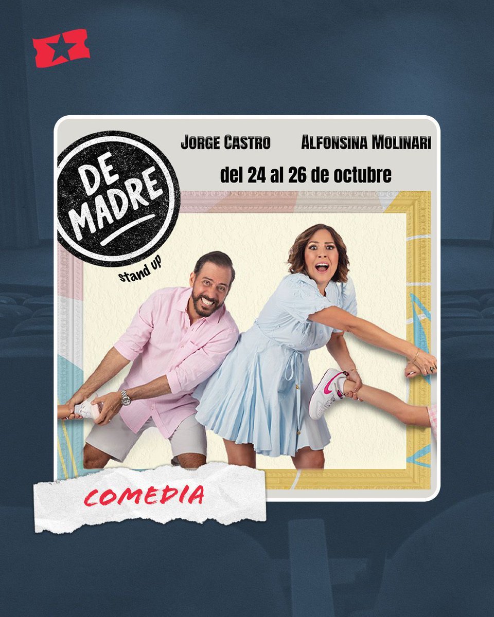 La crianza no viene con manual… pero sí con muchas historias para reírse a carcajadas. 🧑‍🧑‍🧒‍🧒😂 

No te pierdas “De Madre” con Alfonsina Molinari y Jorge Castro, del 24 de octubre al 26 de octubre en el Teatro Braulio Castillo. 🎭

Boletos YA en #Ticketera 🎟️