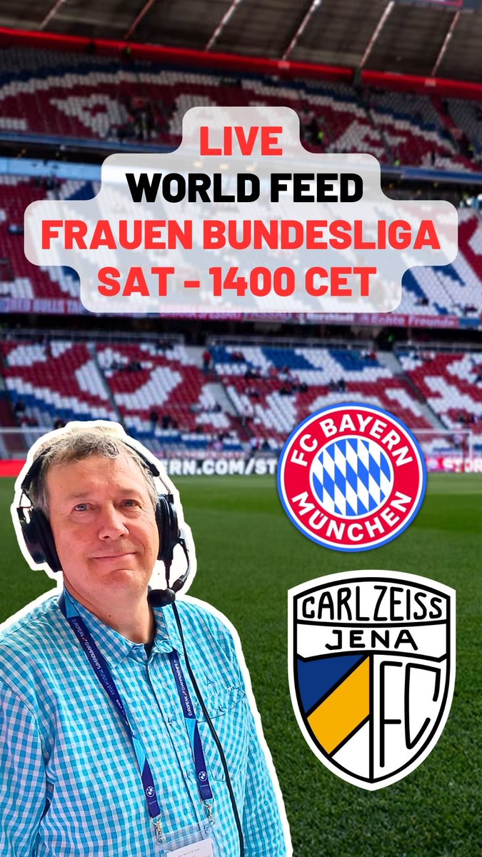 On the mic this Saturday 🎙️
FC Bayern Frauen 🆚 Carl Zeiss Jena
14:00 CET, live from FC Bayern Campus.
#OctoberFest  kick-off in Munich, s/b a great occasion! 🍻⚽#FrauenBundesliga #FCBFrauen #Wiesn #dieliga