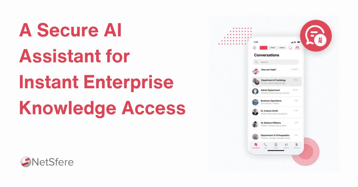#AI can transform #productivity — but only if it’s trusted &amp; secure.

That’s why we built Net-C:
🔐 #Encrypted &amp; compliant
📚 Real-time enterprise knowledge access

Try it here: signup.netsfere.com
