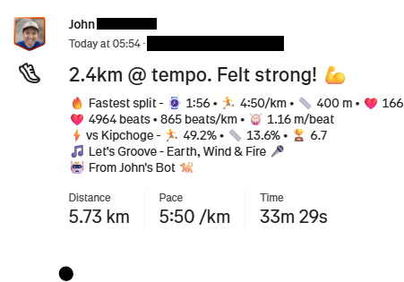 fudgey's tweet image. Added some fun metrics to my Strava bot. Total heartbeats per run, then beats per km and metres per beat. It's amazing the power in one heartbeat! 

Lastly, a comparison against the GOAT, Kipchoge. I got a lot of work to do😅