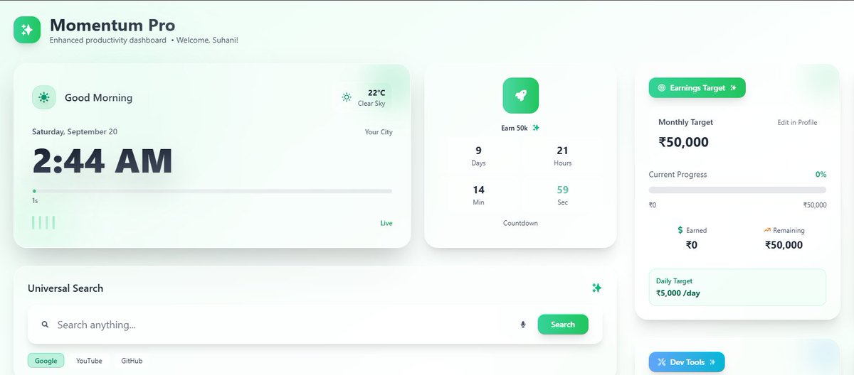 codewithsu's tweet image. 10 Days. 16h/day. 160 hours total.
Goal: 50K by Sept 29 

No excuses, just giving 100% in every direction.
I don’t have the perfect plan, but I’ll figure it out while executing.

👉 Drop your ideas, resources, or suggestions — I’m open to everything. Let’s make it happen!…