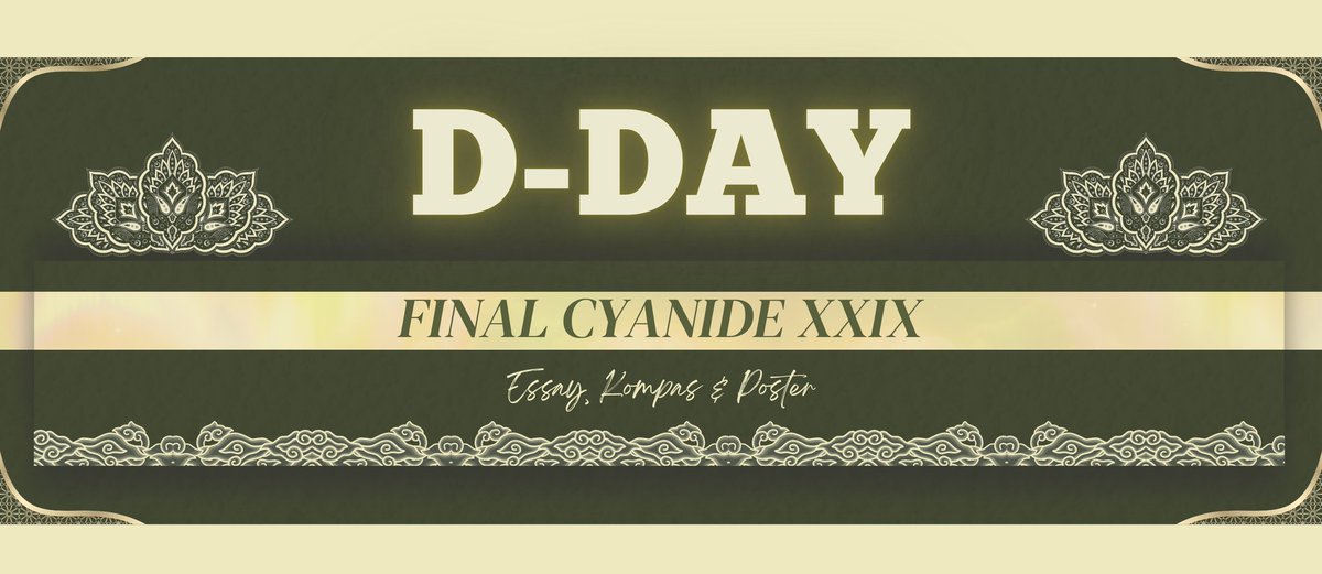 CyanideUNUD's tweet photo. [𝐃-𝐃𝐀𝐘 𝐅𝐈𝐍𝐀𝐋 𝐄𝐒𝐒𝐀𝐘, 𝐊𝐎𝐌𝐏𝐀𝐒 𝐃𝐀𝐍 𝐏𝐎𝐒𝐓𝐄𝐑  𝐂𝐘𝐀𝐍𝐈𝐃𝐄 𝐗𝐗𝐥𝐗 𝐔𝐍𝐈𝐕𝐄𝐑𝐒𝐈𝐓𝐀𝐒 𝐔𝐃𝐀𝐘𝐀𝐍𝐀] https://t.co/VsFLmhZASI