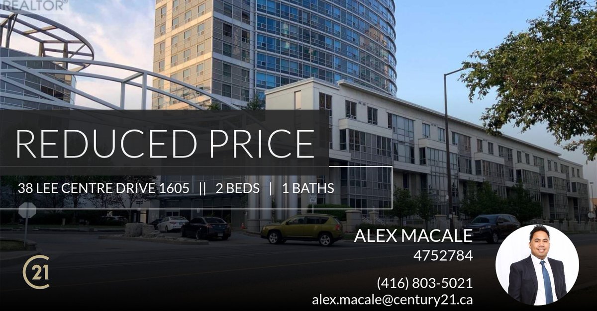 AlexMacale's tweet photo. 📍 Reduced Price 📍 This recently reduced home at 38 Lee Centre Drive 1605 in Toronto (woburn) won't last long, so, don't wait to set up a showing! Reach out here or at (416) 803-5021 for more information or find this property on w... https://t.co/7f1f4qb6mH https://t.co/ONHktOQamn
