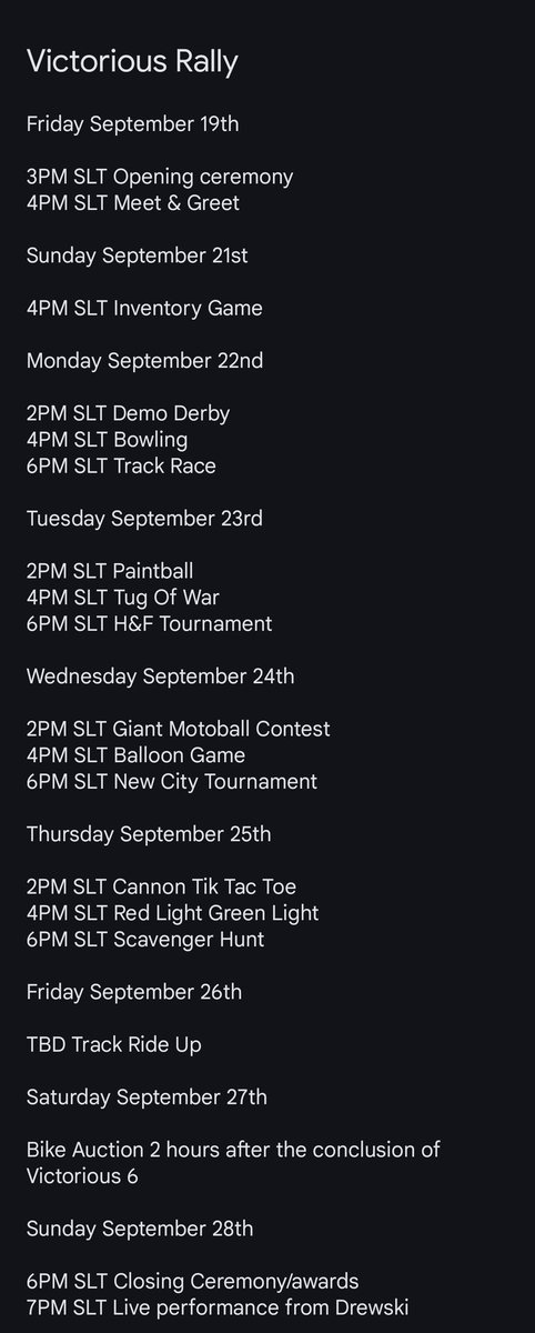 Here is the official schedule for Victorious Festival and the Rally! We hope to see you starting tonight!!!!