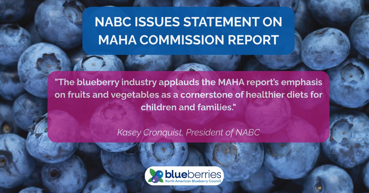 The North American Blueberry Council (NABC) issued this statement in response to the release of the Make America Healthy Again (MAHA) Commission's strategy report, “Make our Children Healthy Again.”🫐 #NABC #USDA #MAHA #Children #GoBlueberries #InspiringPossibilities #AgAdvocacy