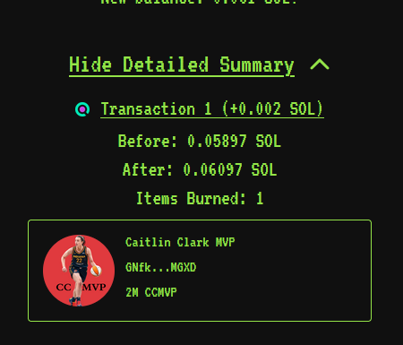 What a game by the Fever last night!   We sure miss CC...Just burned 2,000,000 $CCMVP tokens.  I'll keep buying and burning until we get the MVP back on the court!

Not if but when.....CCMVP