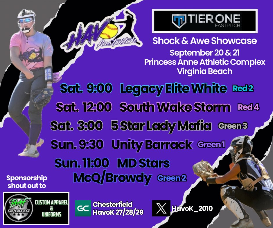 Come out to watch us cause HavoK!!
<a href="/TierOneFP/">Tier One Fastpitch</a>