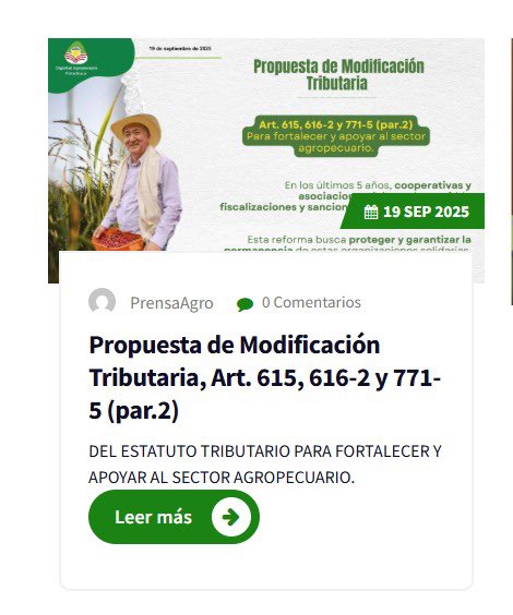 Dignidad_Agro's tweet photo. 🚨 ¡Alerta del Agro! 🚨

En los últimos 5 años, cooperativas de caficultores han sido blanco de fiscalizaciones que amenazan su existencia.

Presentamos una propuesta clave de modificación tributaria de las cooperativas de caficultores (Art. 615, 616-2 y 771-5)para protegerlas y fortalecerlas. Esta reforma es vital para garantizar su viabilidad y continuar apoyando a quienes nos dan de comer y de beber.

Conoce la propuesta que defiende al campo, 🔗 

Lee, descarga y comparte:

https://t.co/gbjJTI1rtA