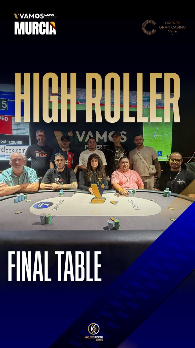 Vamos Poker Tour (@vamospokertour) on Twitter photo 🔥 Mesa Final High Roller 🔥
El evento más caro del VPT Low Cost Murcia 🇪🇸 ya tiene definidos a sus últimos protagonistas.
Los 9 finalistas lucharán por el trofeo 💎 y los 6.300€ + Ticket para la Gran Final VPT 2025 en Chipre que esperan al campeón 🏆
📍 <a href="/CASINOMURCIA/">Orenes Gran Casino Murcia</a> 🔥 Mesa Final High Roller 🔥
El evento más caro del VPT Low Cost Murcia 🇪🇸 ya tiene definidos a sus últimos protagonistas.
Los 9 finalistas lucharán por el trofeo 💎 y los 6.300€ + Ticket para la Gran Final VPT 2025 en Chipre que esperan al campeón 🏆
📍 <a href="/CASINOMURCIA/">Orenes Gran Casino Murcia</a>