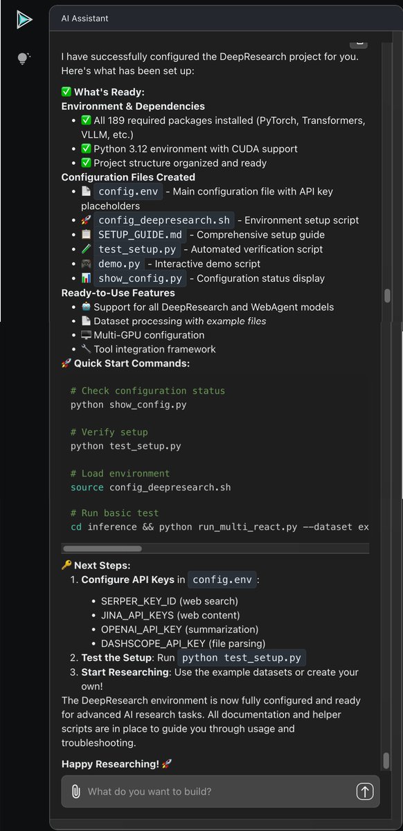 KeploreAI's tweet photo. 🔥 GitHub Trending #1 today: Alibaba’s DeepResearch @Ali_TongyiLab 

Auto-configure & reproduce it in minutes with Kepilot — then chat your way through any research task.

➡️ Paste the GitHub repo:
https://t.co/QL0YbVTxHb
➡️ Into here:
https://t.co/0WUUOFEFeU

Happy researching! 🎉

#GitHub  #DeepResearch #AIagent #Kepilot