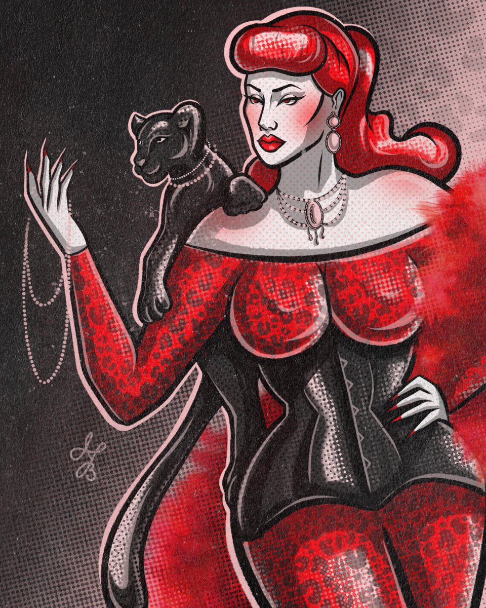 msblackvalkyrie's tweet photo. Pin-Up of Mizz Red Jen, my true vintage glamour diva 🖤🐆💋

#vintageglamour #pinup #pinupart #digitalart https://t.co/0hZ7nasy1c