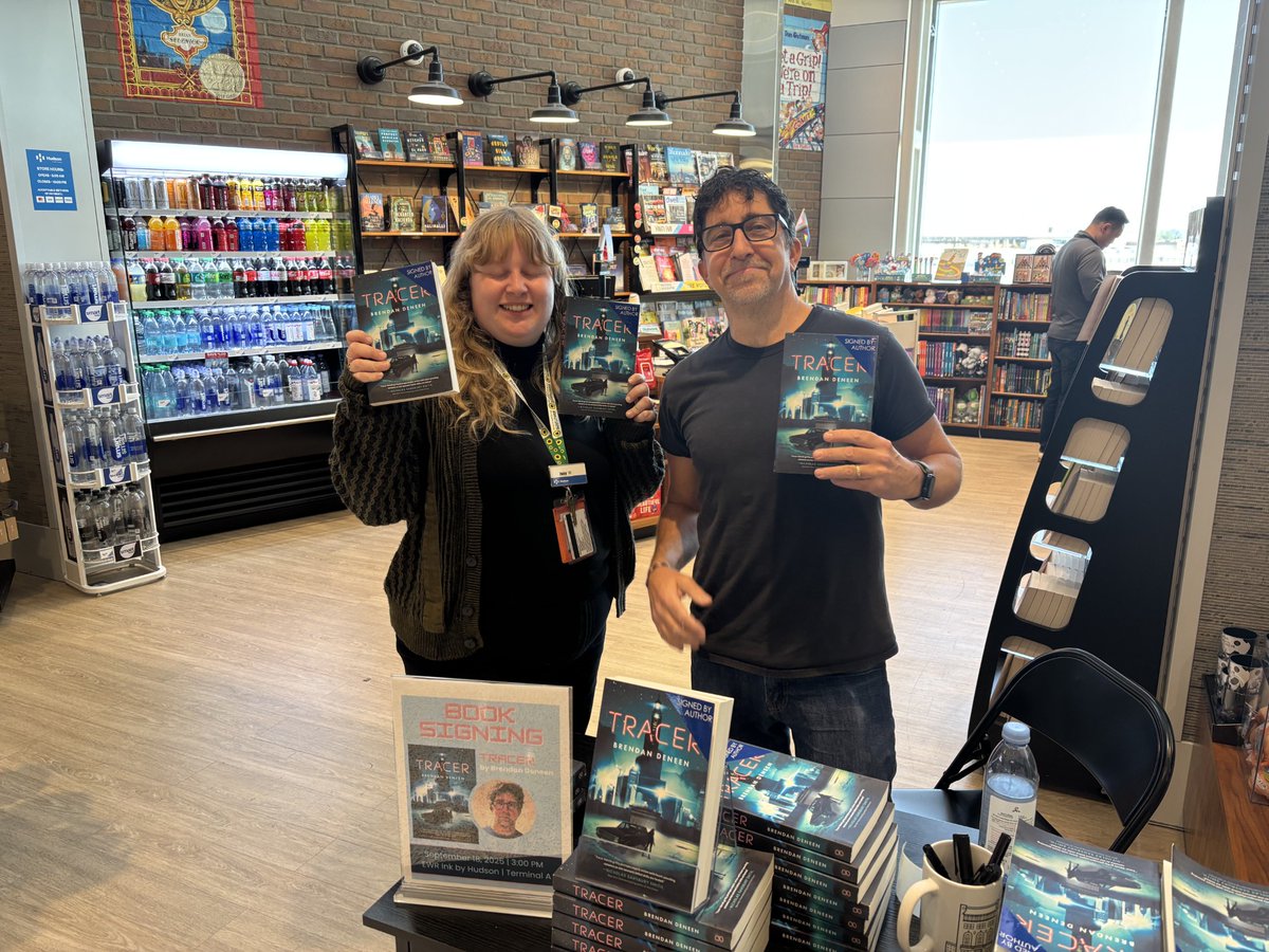 High-stakes &amp; chock-full of pos-apocalyptic sci-fi romance, this #FBF is spotlighting <a href="/BrendanDeneen/">Brendan Deneen</a>'s #TRACER (narrated by Candace Fitzgerald)!

Peep the Kodak moments shot during last week's in-person signing w/ Hudson Ink Books + shop 👇

🏙️BUY NOW: blackstonepublishing.com/products/book-…