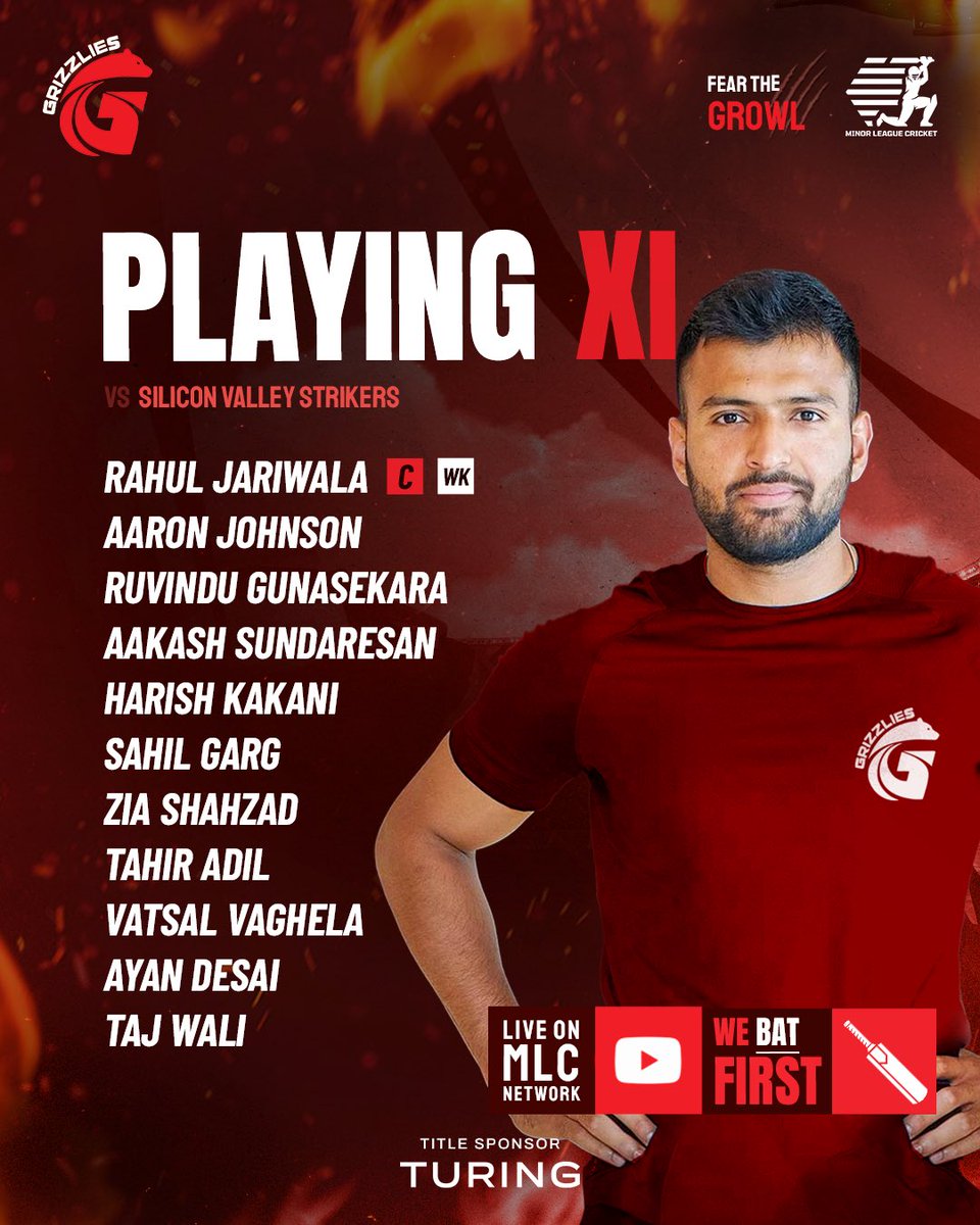 Toss is done and the stage is set!
Grizzlies have won the toss and elected to bat first 🏏💪 

#SRGvsSVS

#toss #lineup #FearTheGrowl