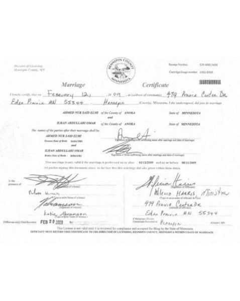 Ilhan Omar DID marry her brother to defraud US immigration laws.

Immigration Fraud:
18 U.S.C. § 1546
10 years
$250,000

Marriage Fraud:
18 U.S.C. § 1325 (c)
10 years
$250,000

Remove her from Congress immediately.

Oops!
