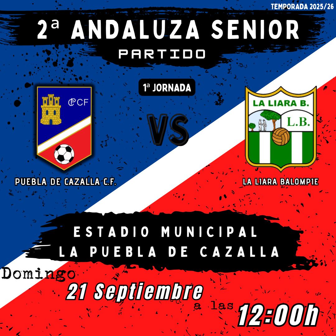PueblaCazallaCF's tweet image. Comienza la temporada para nuestro equipo Senior. 

Jornada en casa el próximo domingo 21 de Septiembre a las 12:00 en el campo municipal de La Puebla de Cazalla.

📅 21 de Septiembre de 2025
⌚ 12:00h
🏯 Estadio Municipal de La Puebla de Cazalla